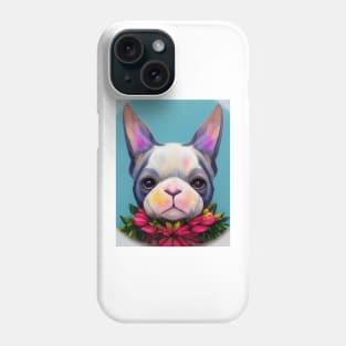 Colorful French Bulldog with Floral Wreath Phone Case