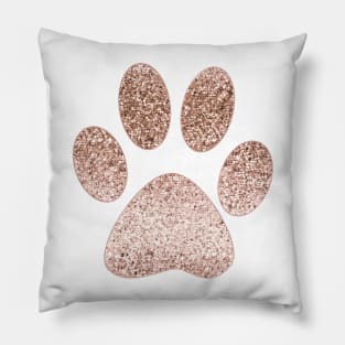 Sparkling rose gold paw print Pillow