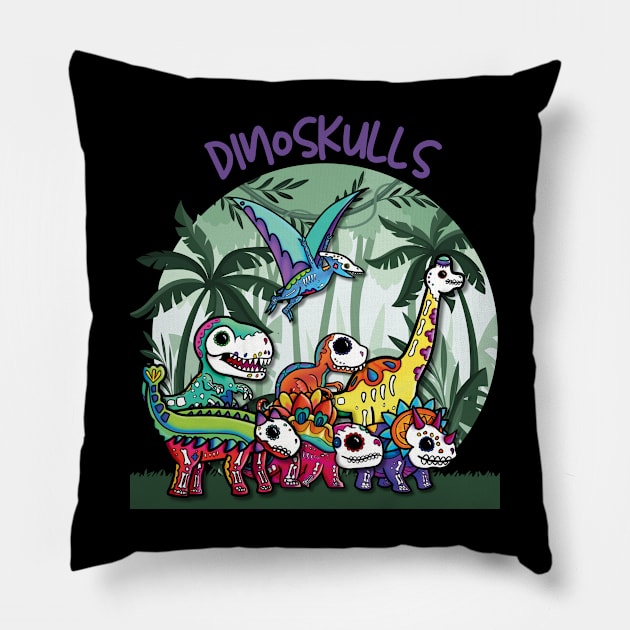 Dinoskulls Pillow by Art from the Machine