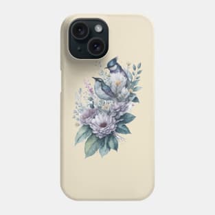 two hummingbirds around Flowers: Scattered Watercolor in Pastel Colors Phone Case