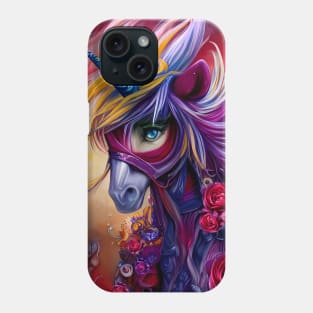 Wonderful colorful unicorn with flowers Phone Case