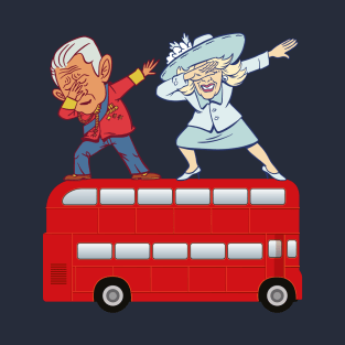 British King III Dabbing Charles Camilla London Bus Mens T-Shirt