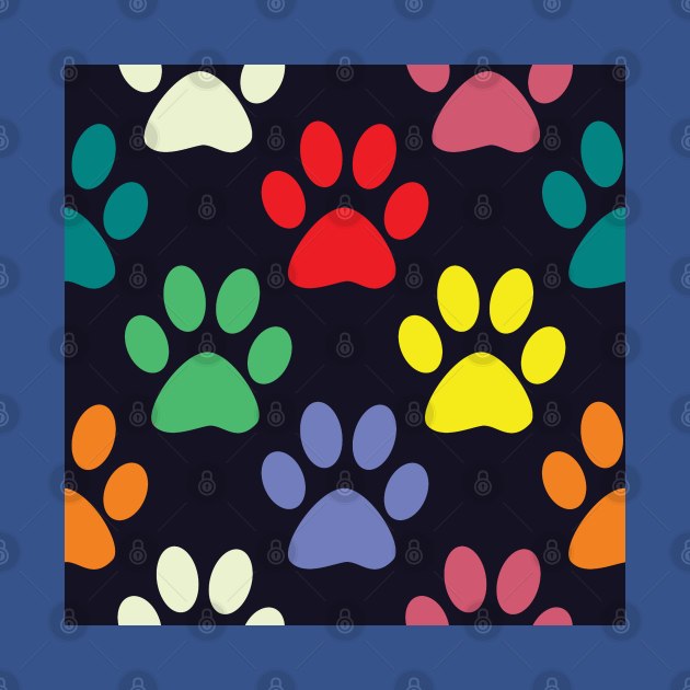 Colorful Puppy Dog Paw Pattern by FromTheAshes