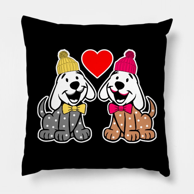 FUNNY CUTE LOVER DOGS WITH HATS AND TIES Pillow by NASMASHOP