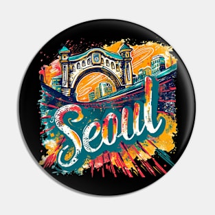 Seoul Retro South Korea t-shirt Pin