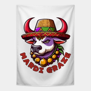 Mardi Gras Cow Tapestry