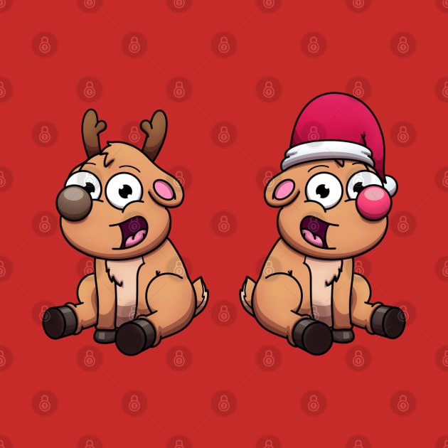 Cute Baby Christmas Reindeers by TheMaskedTooner