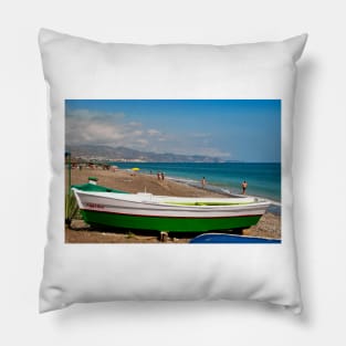 Fishing Boat Penoncillo Beach Torrox Costa Spain Pillow