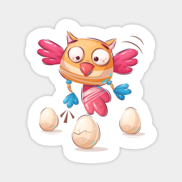 Funny Cute Owl dropping eggs Magnet by GiftsRepublic