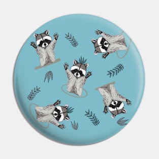 Jolly Playful Raccoons Pin