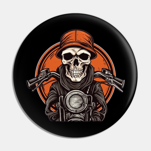 Skull Retro Motorcycle Vintage Pin by Nenok