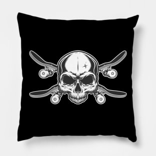 Skateboarder skull longboarder skater skulls Pillow