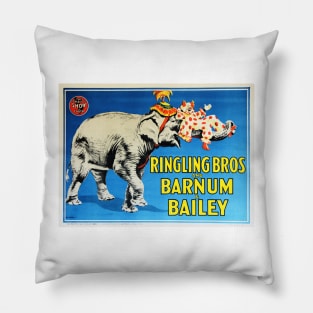 ELEPHANT CIRCUS SHOW by Ringling Bros and Barnum & Bailey Vintage Lithograph Poster Pillow