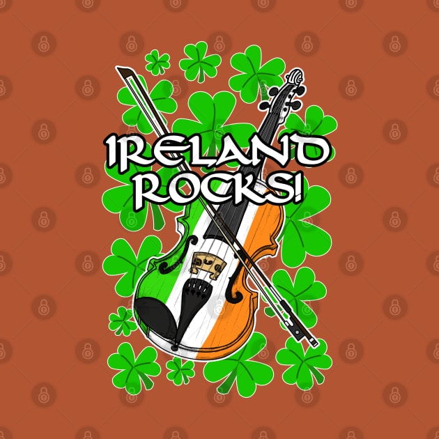 Ireland Rocks Fiddle Irish Flag St Patrick's Day by doodlerob