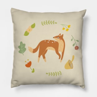 Fox and flowers Pillow