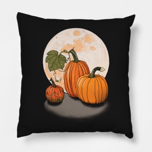 Pumpkin Moon  dark background Pillow