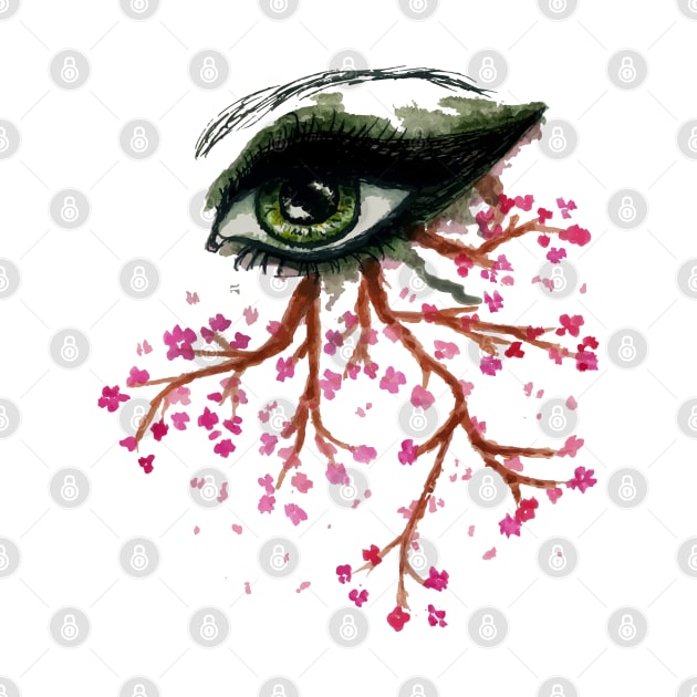 Painted sakura and green eye by AnnArtshock