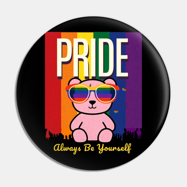 LGBTQ Rainbow Flag Gay Pride Shirt Bear Awareness Ally Men Pin by Dezinesbyem Designs