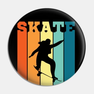 Skateboard Girl - Girls Can Skateboard Retro Pin