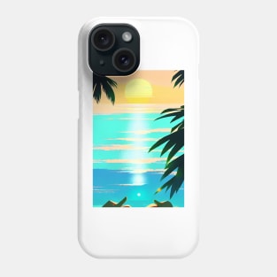 Summer Sunset Palm Tree Beach Ocean Artistic Paradise Phone Case