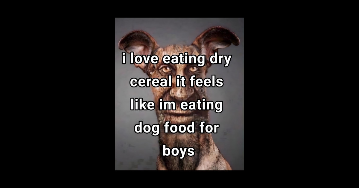 i love eating dry cereal it feels like im eating dog food for boys