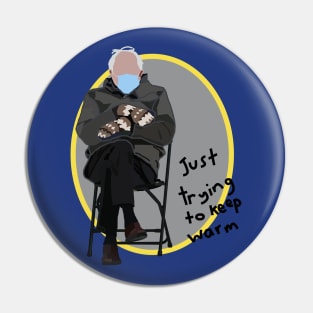 Keep Warm Bernie Sanders Mittens Abstract Ultimate Gray Oval Pin