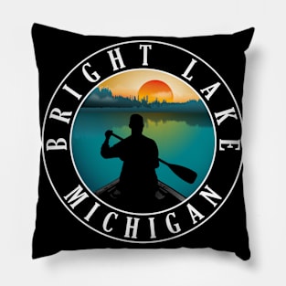 Bright Lake Canoeing Michigan Sunset Pillow