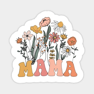 Wildflowers Mama, Retro Mom, Mother's Day, Floral New Mom Magnet