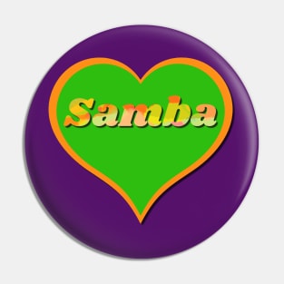 Samba heart in green and orange for samba dancers Pin