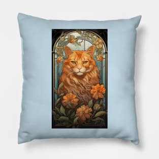 Ginger Snap Art Nouveau Cat Pillow