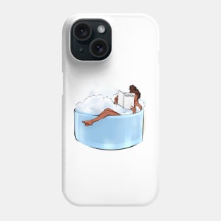 Female lying in foam bubbles holding journal. Phone Case