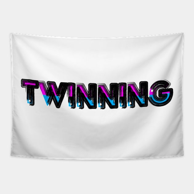 Twinning Pink and Blue Tapestry by LahayCreative2017