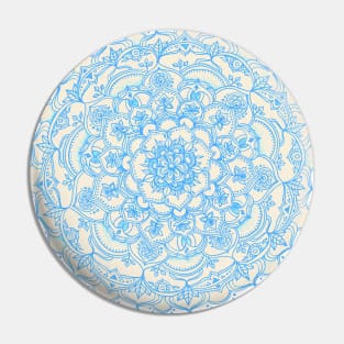 Pale Blue Pencil Pattern - hand drawn lace mandala Pin