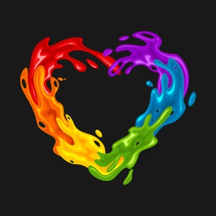 Vibrant heart-shaped splash in LGBT Colors T-Shirt