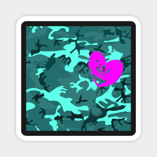 Camouflage Turquoise Pink Heart Colorful Pattern 2020 Magnet