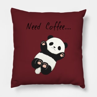 Cute Panda Need Coffee funny Pillow