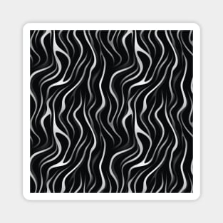 Monochrome Elegance: White Abstract Lines on Black Magnet