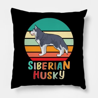 Vintage Retro Siberian Husky Pillow