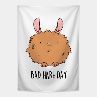 Bad Hare Day Cute Funny Rabbit Hare Pun Tapestry