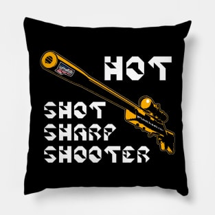 Hot Shot Sharp Shooter, v. Code Orange Wht Text Pillow