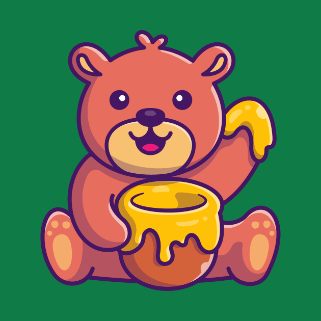 Cute Honey Bear With Honey Cartoon by Catalyst Labs