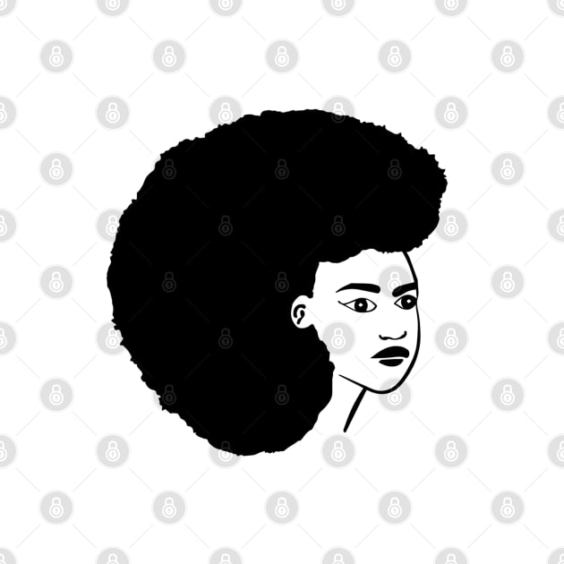 Black woman face illustration in black and white by Spinkly