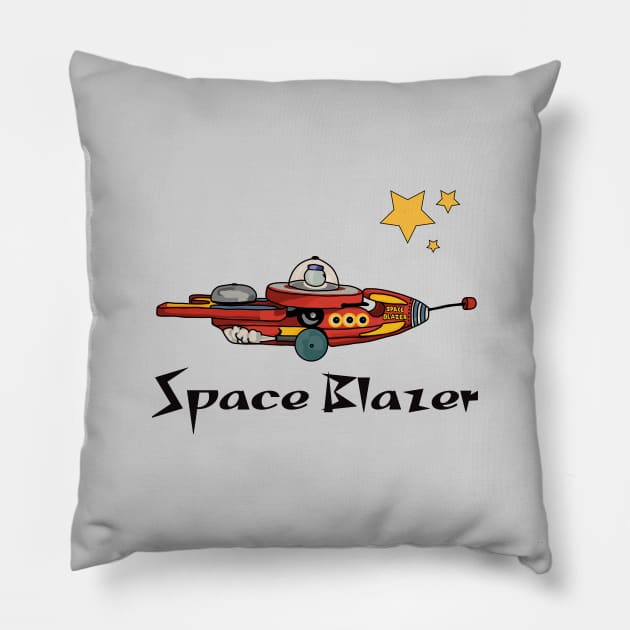 Vintage Space Blazer Toy Rocket Pillow by Slightly Unhinged