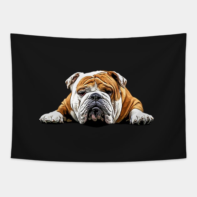 Bulldog Chill Pose - English Bulldog Tapestry by ElegantCat