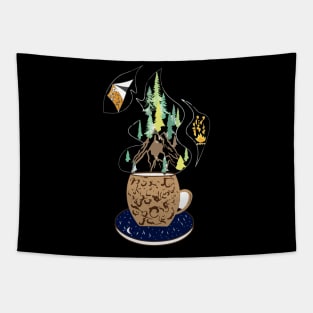 Camp with a coffee mug Tapestry