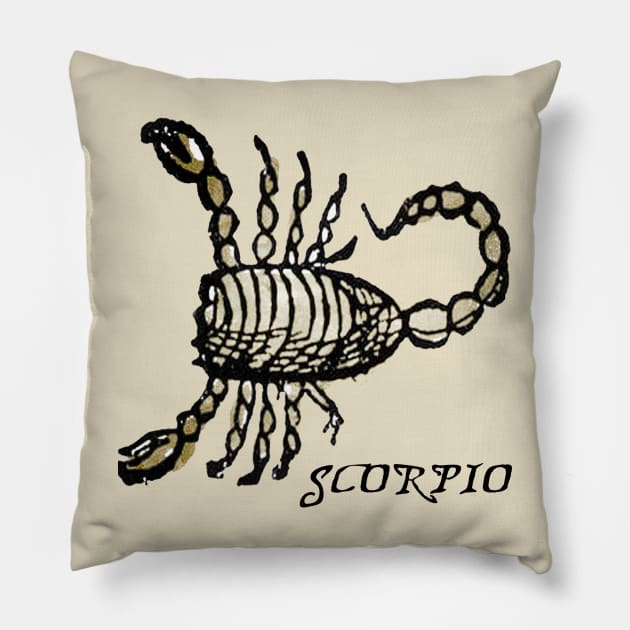 Scorpio - Medieval Astrology: Pillow by The Blue Box