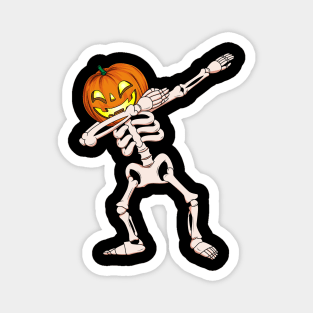 Dabbing Skeleton Pumpkin Head Halloween Costume Magnet