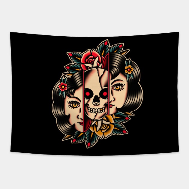 Women skull Tapestry by ILLUSTRA.13