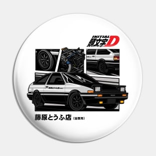 Toyota Ae86 Trueno Initial D Anime version 2 black Pin