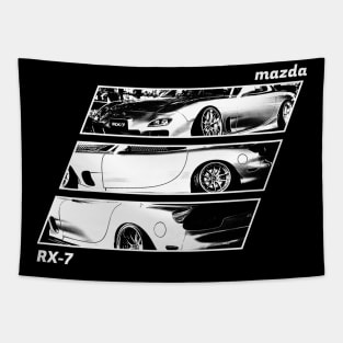 MAZDA RX-7 FD Black 'N White Archive 2 (Black Version) Tapestry